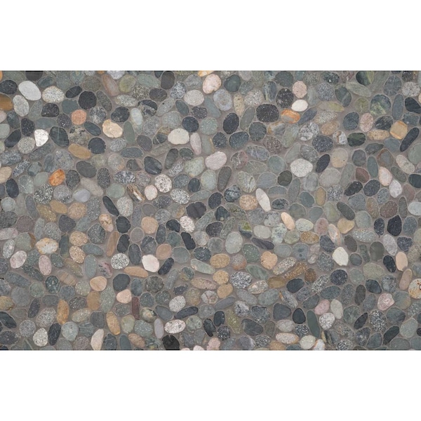 Sliced Rainforest Pebble 11.81 In. X 11.81 In. Tumbled Marble Mosaic Floor And Wall Tile, 10PK